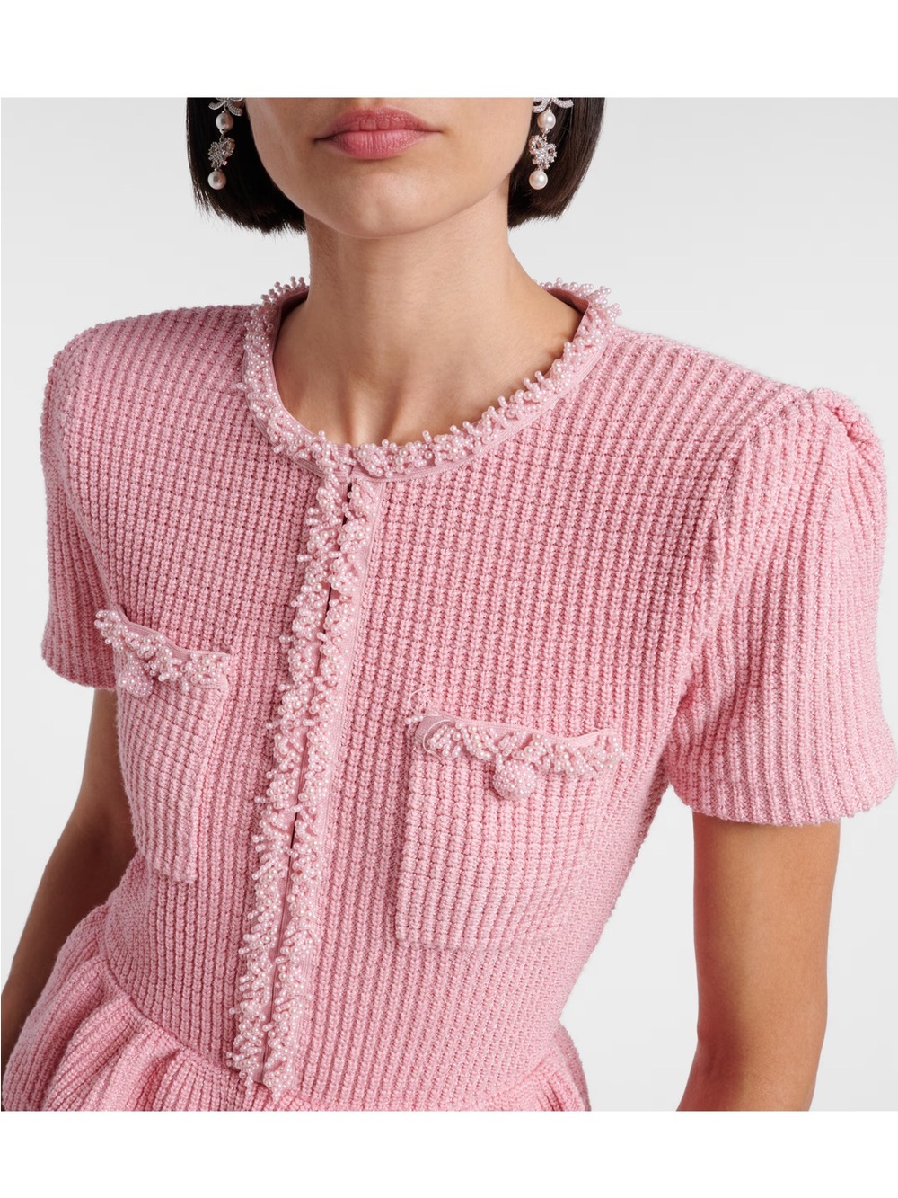 Self-Portrait Waffle-Knit Peplum Midi Dress - Picture 5 of 8